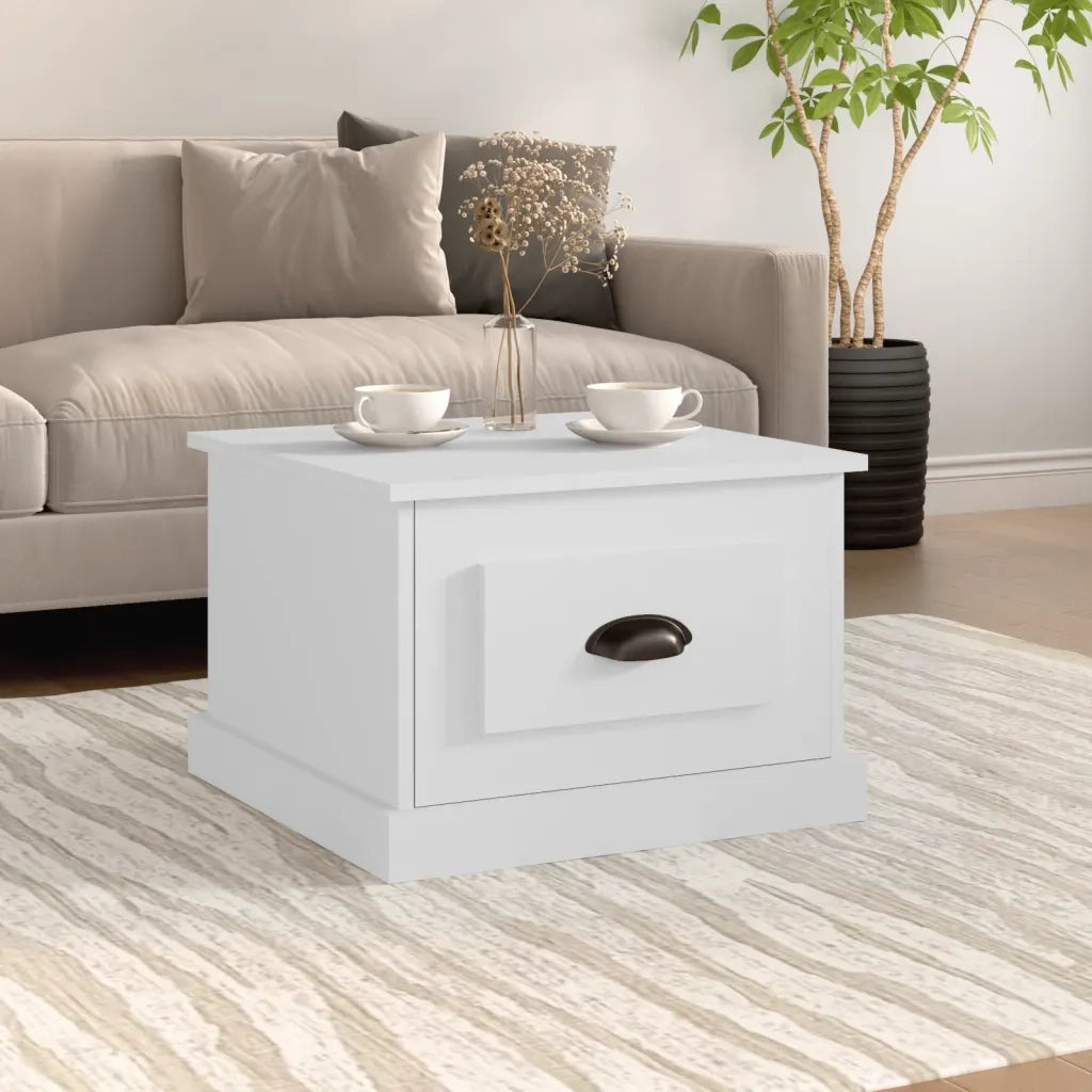 Tavolino da Salotto-Tavolino da soggiorno-Tavolo Bianco 50x50x35 cm in Legno Multistrato