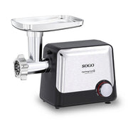 Tritacarne elettrico 500W con 3 dischi di taglio, funzione inversa, 2 velocità, accessori completi per salsicce - SOGO