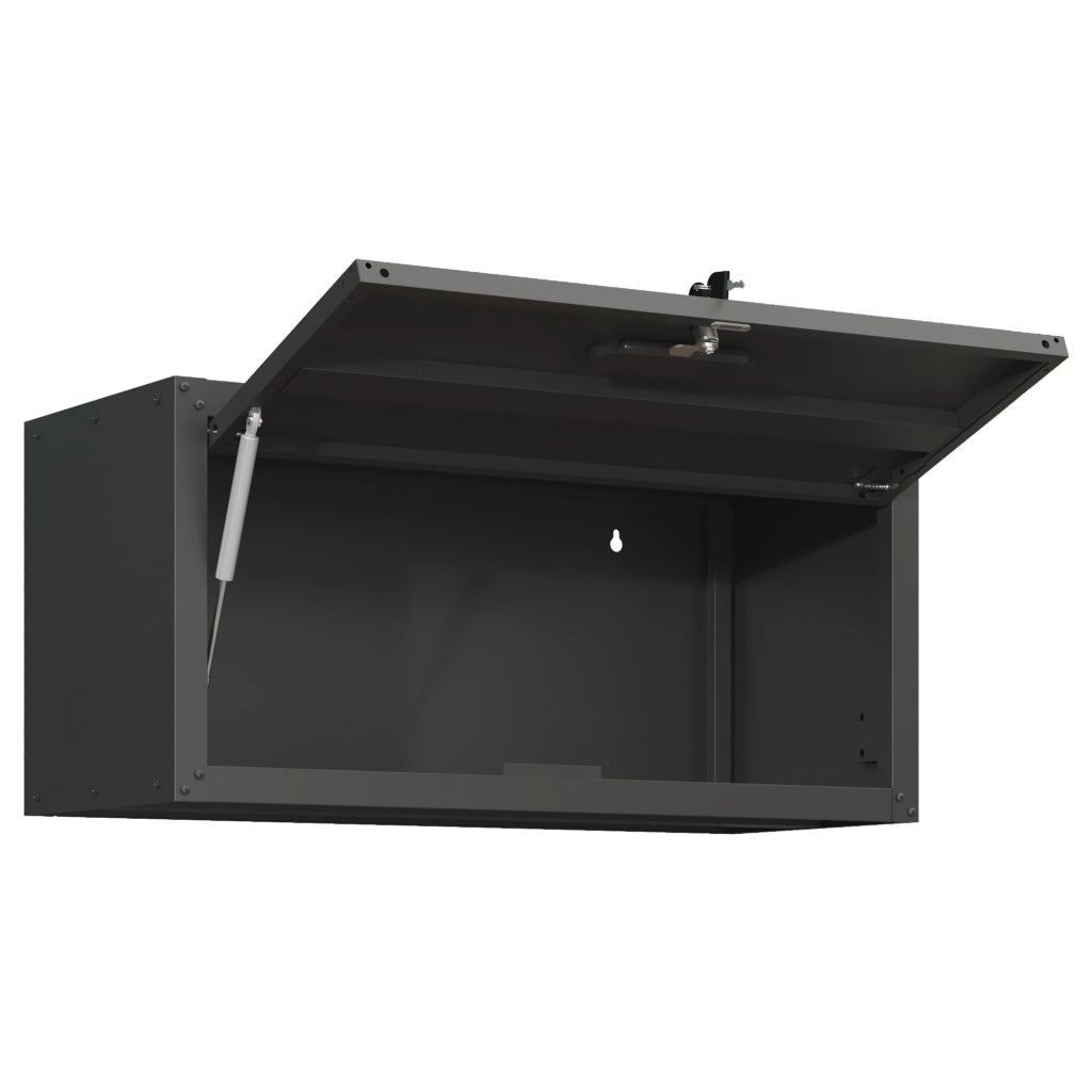 Armadio da parete in metallo con serratura, mobile contenitore per garage e officina, nero, H34,5 × L75 × P30 cm