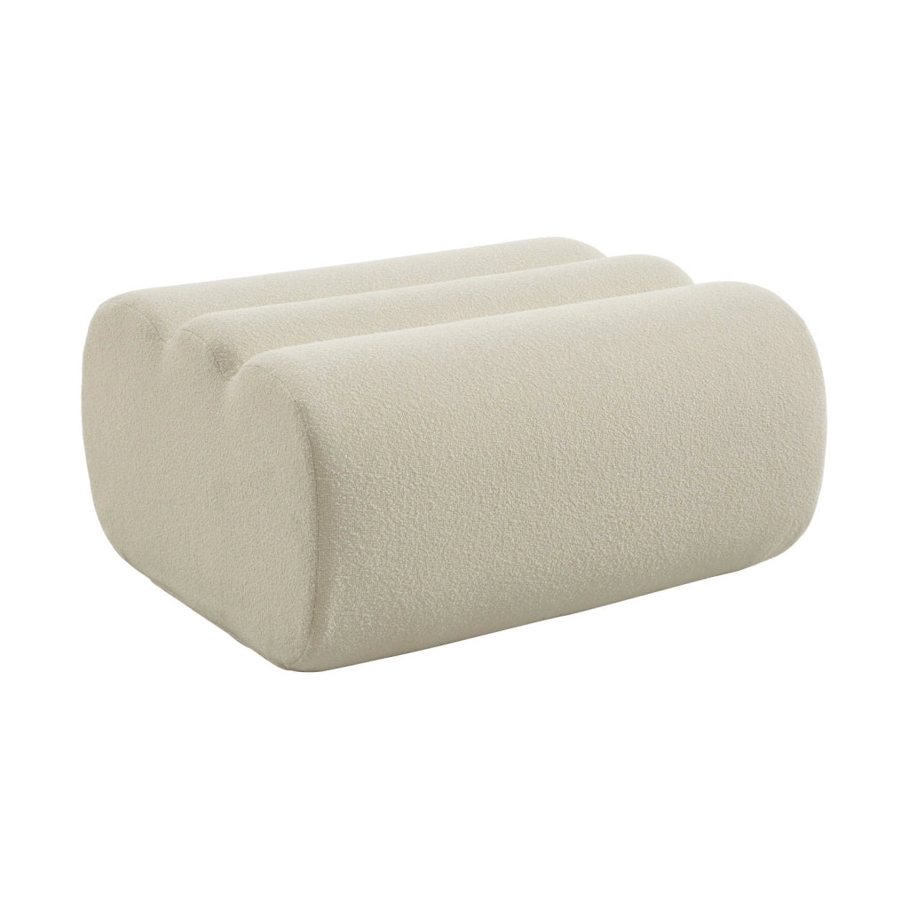 Pouf, poggiapiedi per poltrona nova in bouclé testurizzato, bianco