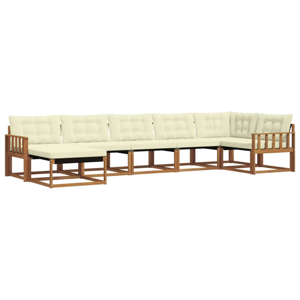 Set di divani da esterno con cuscino 7 pcs Naturale e Crema