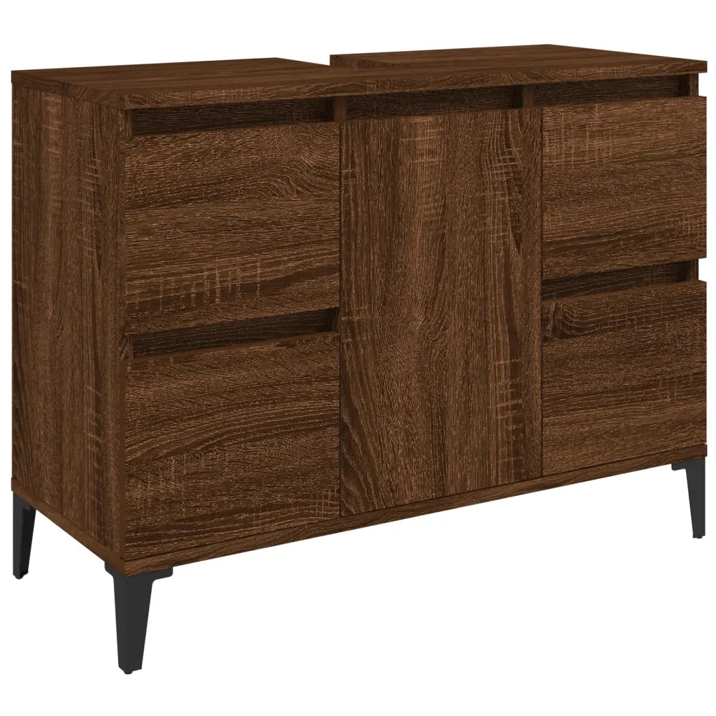 Mobile Lavabo Rovere Marrone 80x33x60 cm in Legno Multistrato 821283