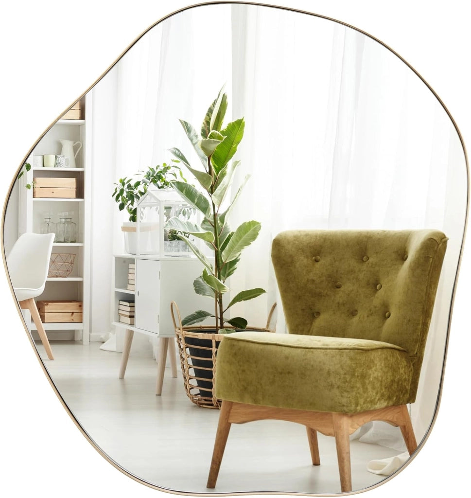 Specchio da Parete 75x70 cm, Specchio da Bagno a Forma Irregolare con Base Posteriore Premium, Specchio Decorativo per Soggiorno Ingresso Bagno (75 x 70 cm)