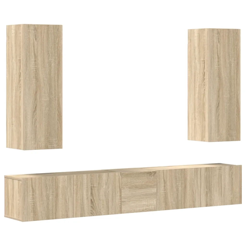 Set di Mobili Porta TV 5 pz Rovere Sonoma in Legno Multistrato cod mxl 12972