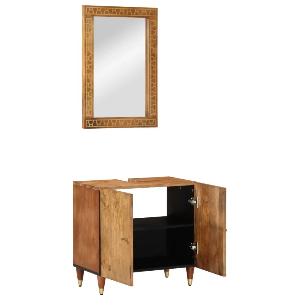 Set Mobili da Bagno 2pz in Legno Massello di Mango 3206321
