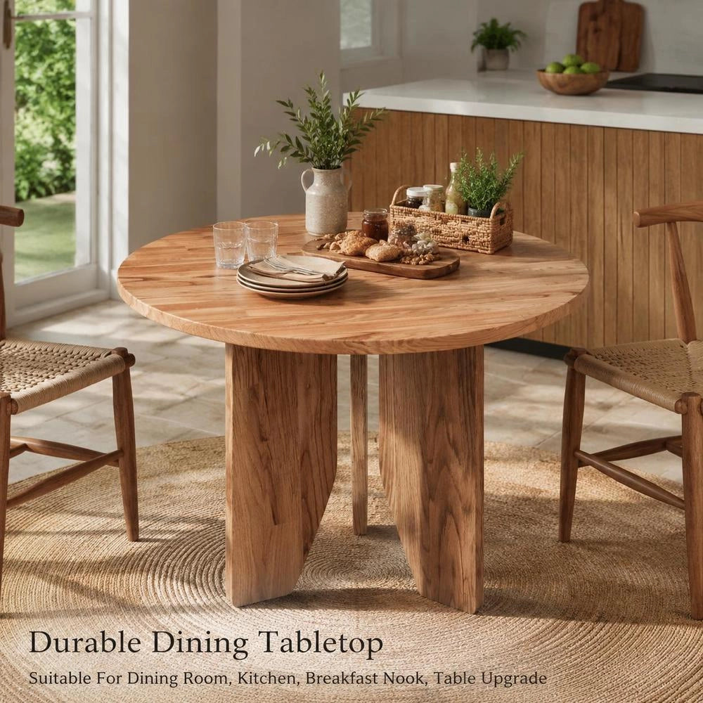 Round Tabletop, Light Brown, 50x1.5 Cm, Treated Oak Wood
