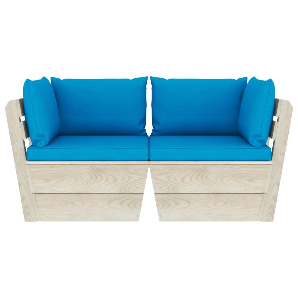 Divano da Giardino a 2 Posti su Pallet con Cuscini Legno Abete 3063388