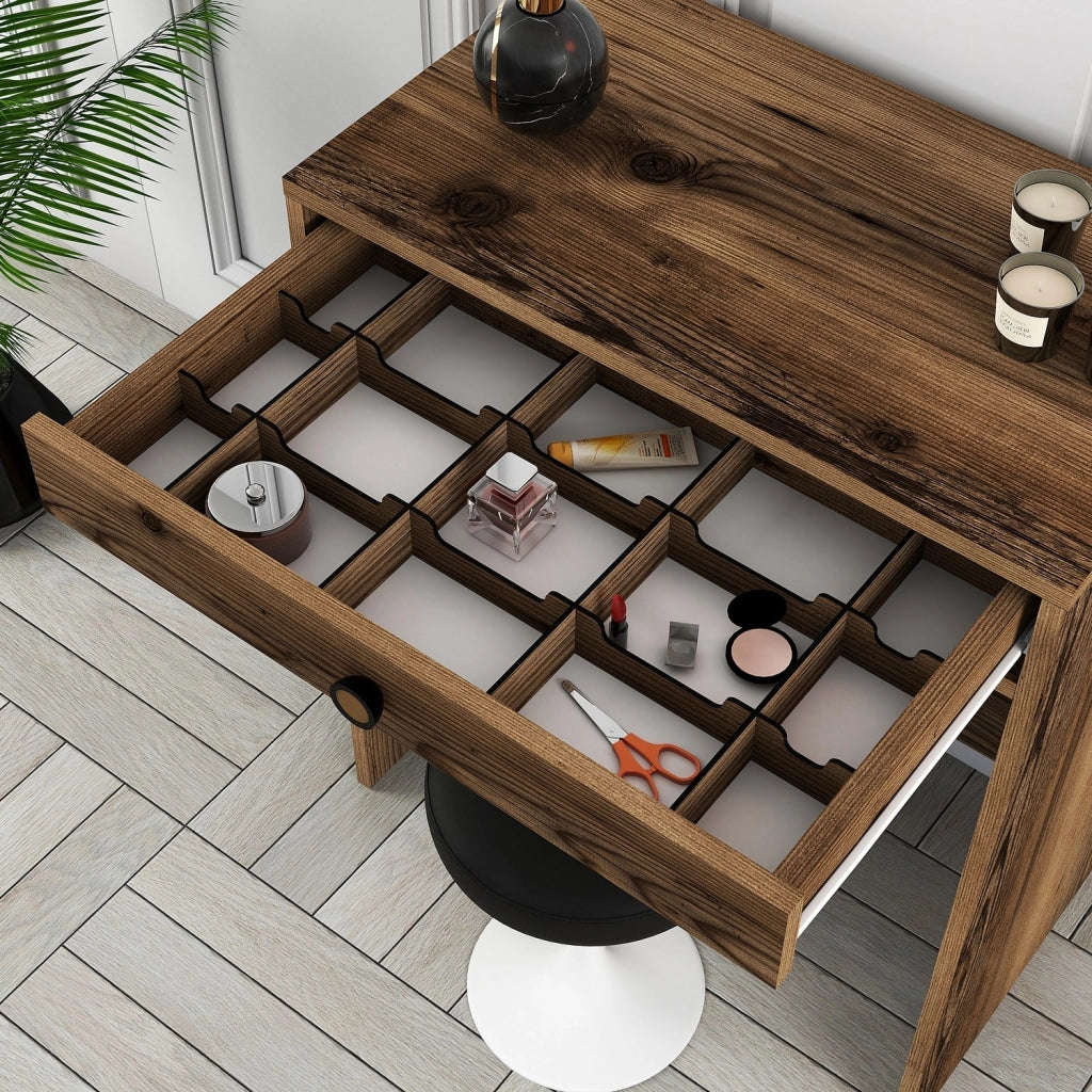 Mobile da Trucco Carde, Toeletta Specchio Incluso, 70x85x40h cm Marrone Noce