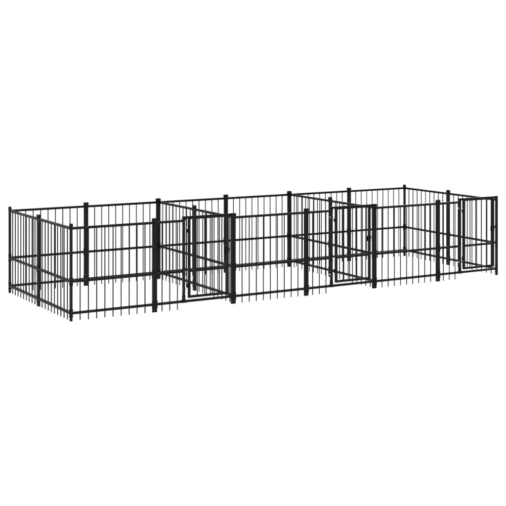 Gabbia per cuccia recinto per animali da esterno per cani in acciaio 11,26 m² nero 02_0041781