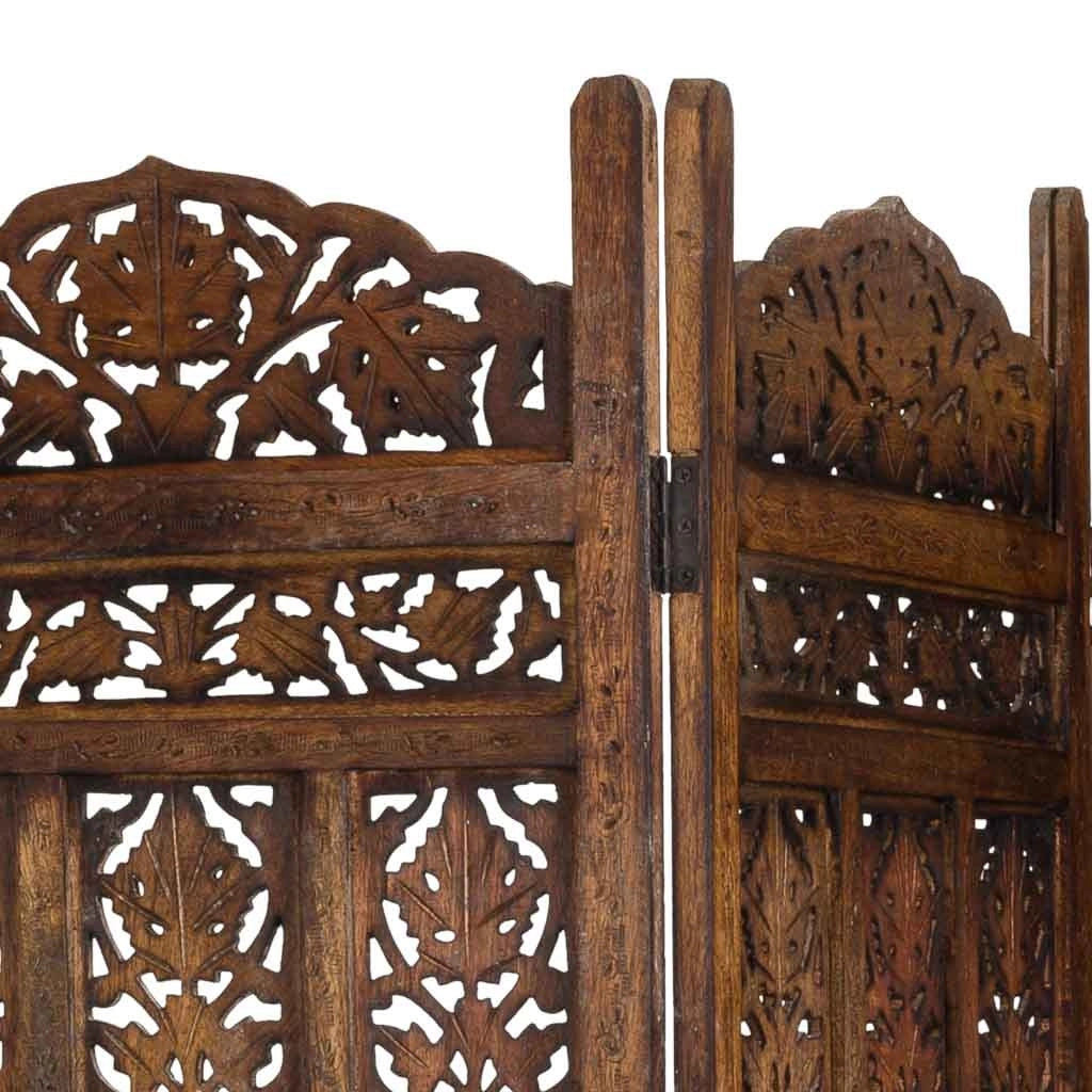 Paravento in legno marrone fatto a mano 50(x4)x2x180h cm
