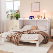 Letto pieghevole a scomparsa 140x200 cm con cassetti; LED; USB e presa; bianco