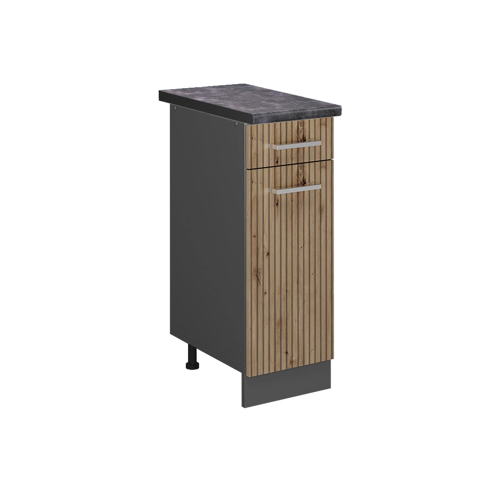 Vicco Mobiletto base per cucina Rovere artigianale 30 cm , PL Antracite