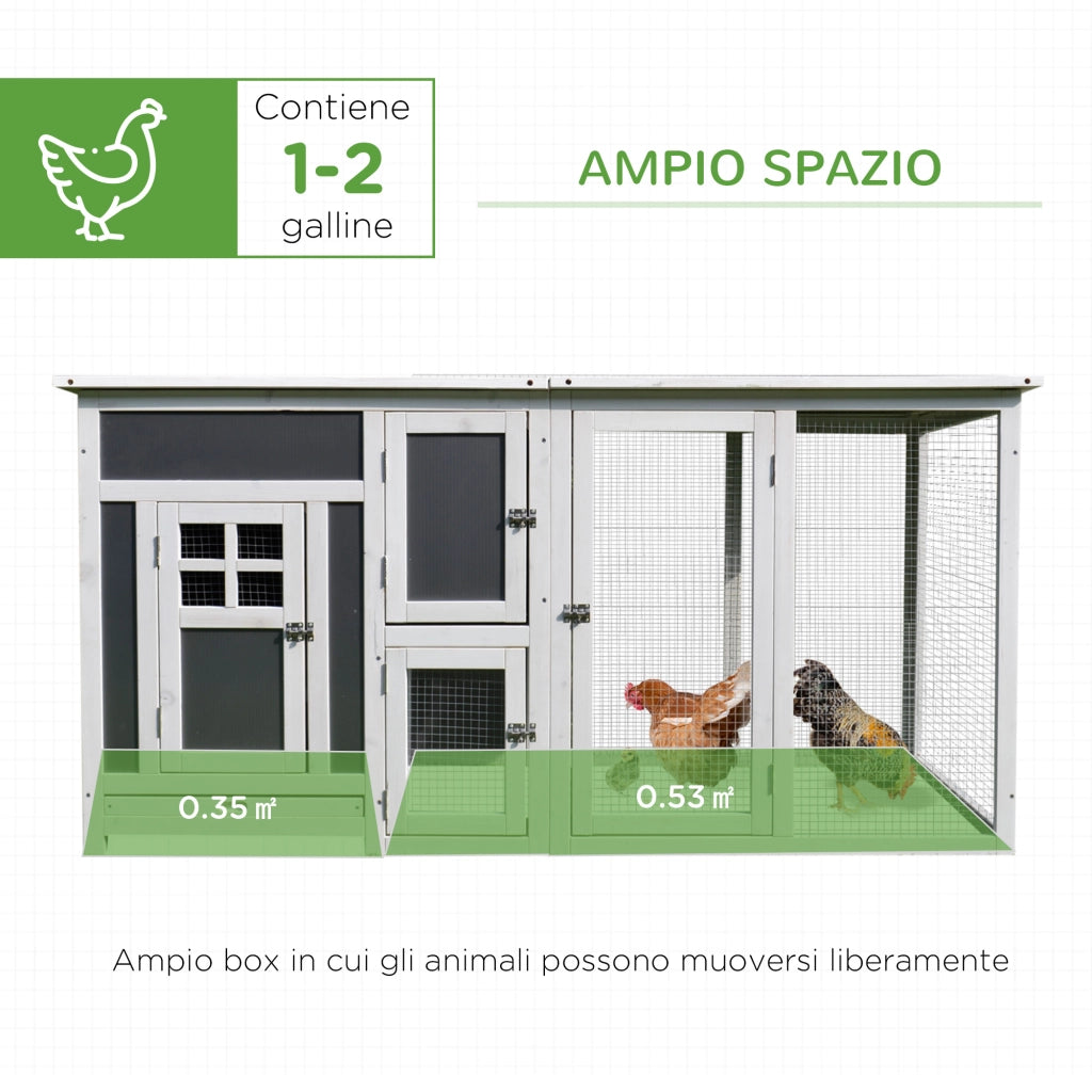 Pollaio per Galline ¨C zephmum ¨C Grigio e Bianco, Legno, 160x75x80 cm