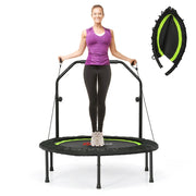 Trampolino fitness pieghevole diametro 101 cm con corrimano regolabile e 2 fasce di resistenza in acciaio verde 20_0014489