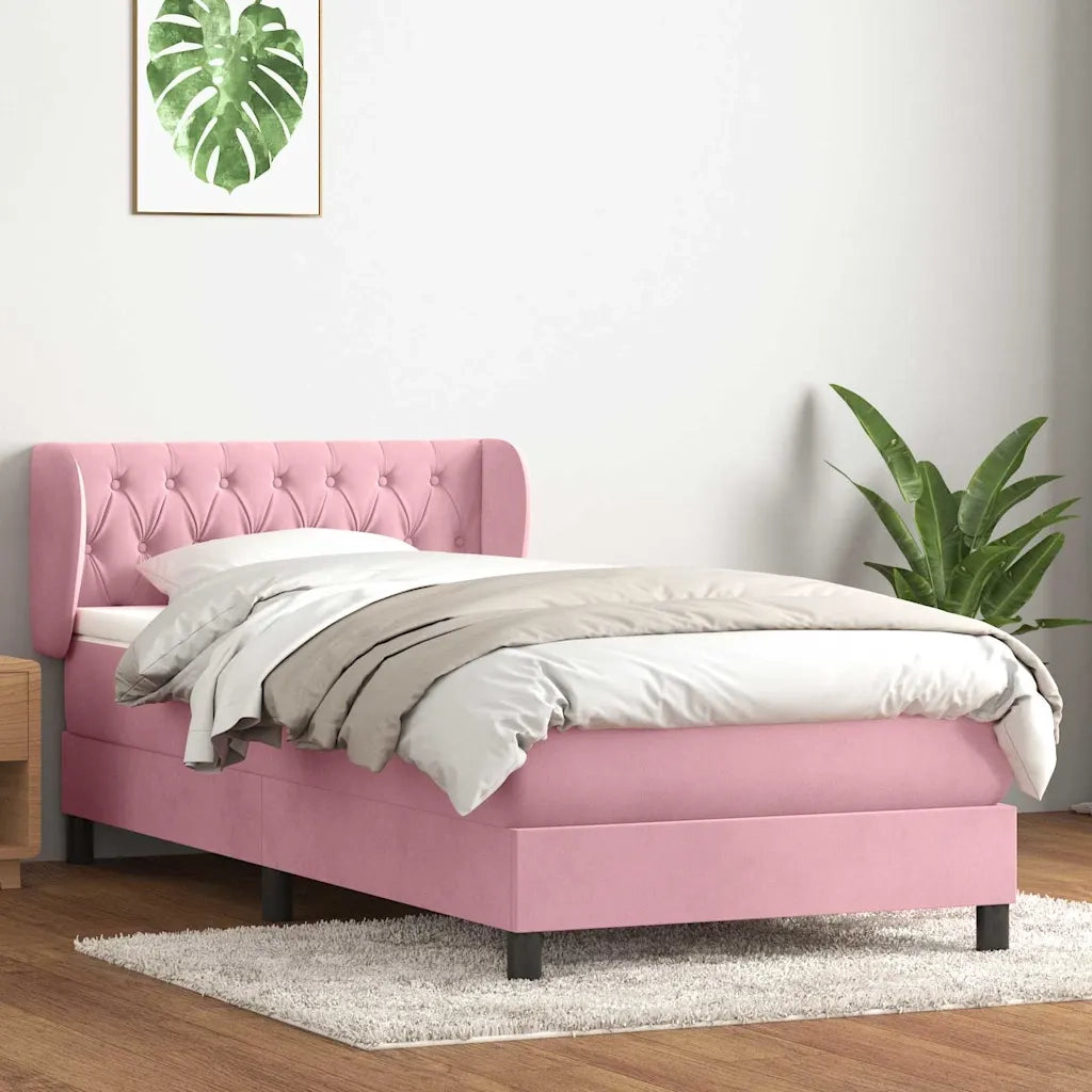 Giroletto a Molle con Materasso Rosa 90x220 cm Velluto