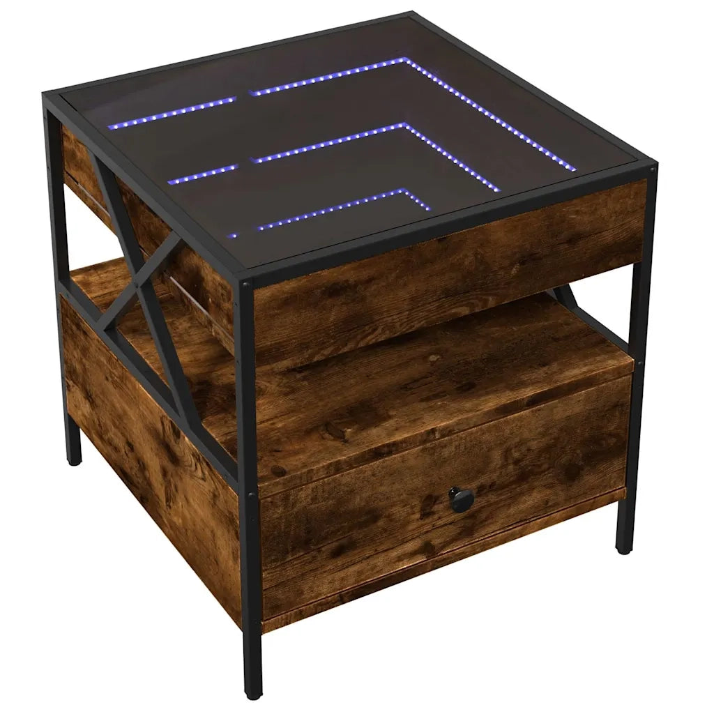 Tavolino da salotto | Tavolino da caff¨¨ | Tavolino da Soggiorno con LED Infinity Rovere Fumo 50x50x51 cm