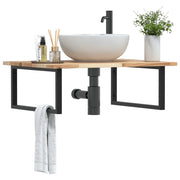 vidaXL Ripiano a Parete per Lavabo in Acciaio e Massello di Acacia