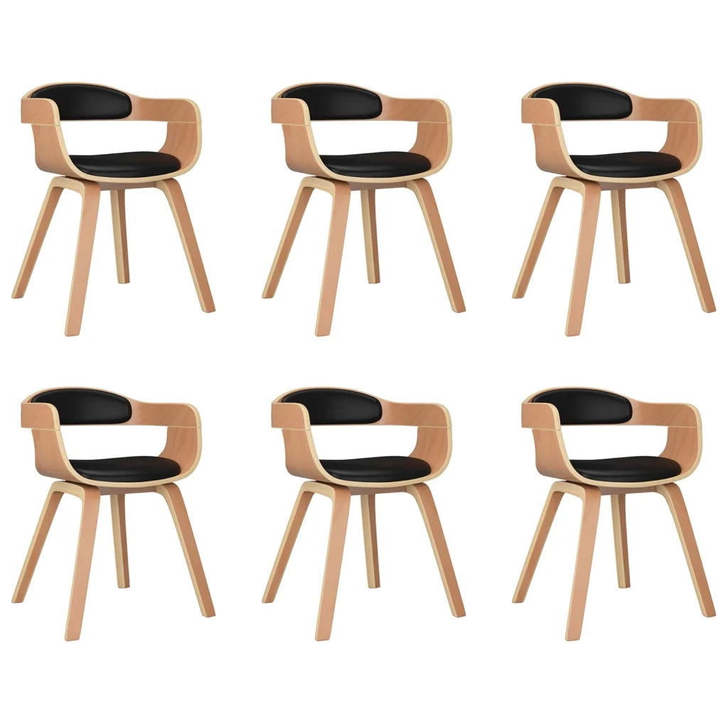 Sedie da Pranzo 6 pz Nere in Legno Curvato e Similpelle cod mxl 28160