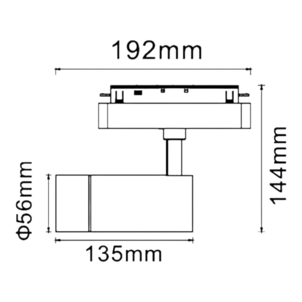 Faretto LED per Binario Magnetico 48V 10W 955lm CRI>90 Orientabile CCT Switch Luce Calda, Fredda, Naturale