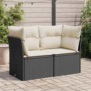 Divano da Giardino con Cuscini a 2 Posti-Sofa da Giardino-Divano da esterno Nero in Polyrattan 515387