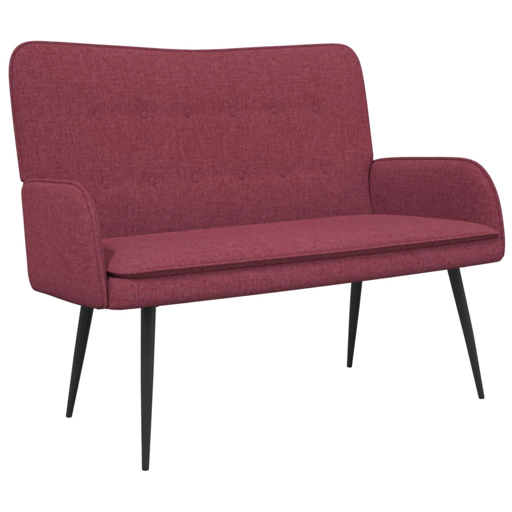 Divano a 2 Posti Rosso vino 115 x 61 x 87 cm Tessuto