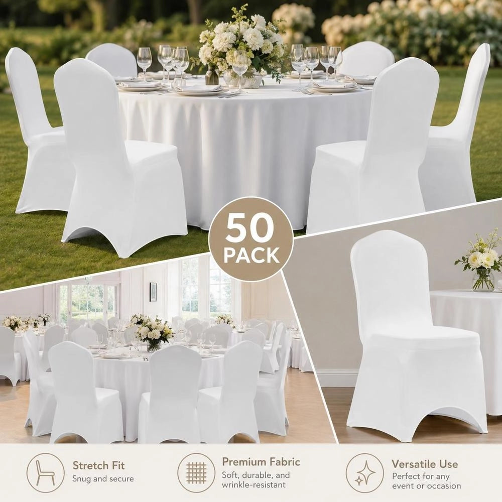 50 X Chair Cover Stretch Cover White
