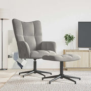 Divano Sedia-Poltrona Relax con Poggiapiedi Grigio Chiaro in Velluto 645829