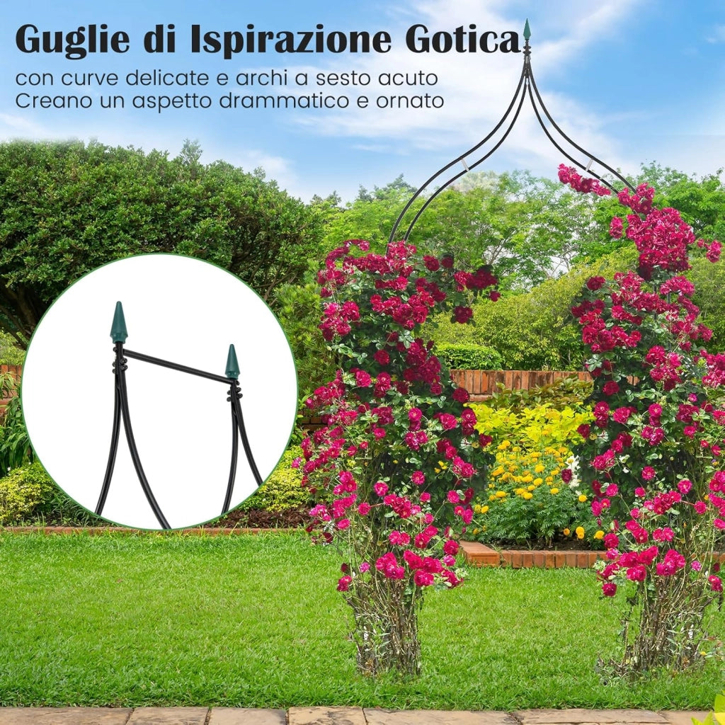 Arco da Giardino in Metallo Decorativo, Pergolato da Esterno per Piante Rampicanti, Arco da Giardino per Prato, Cerimonia di Matrimonio e Decorazioni per Feste