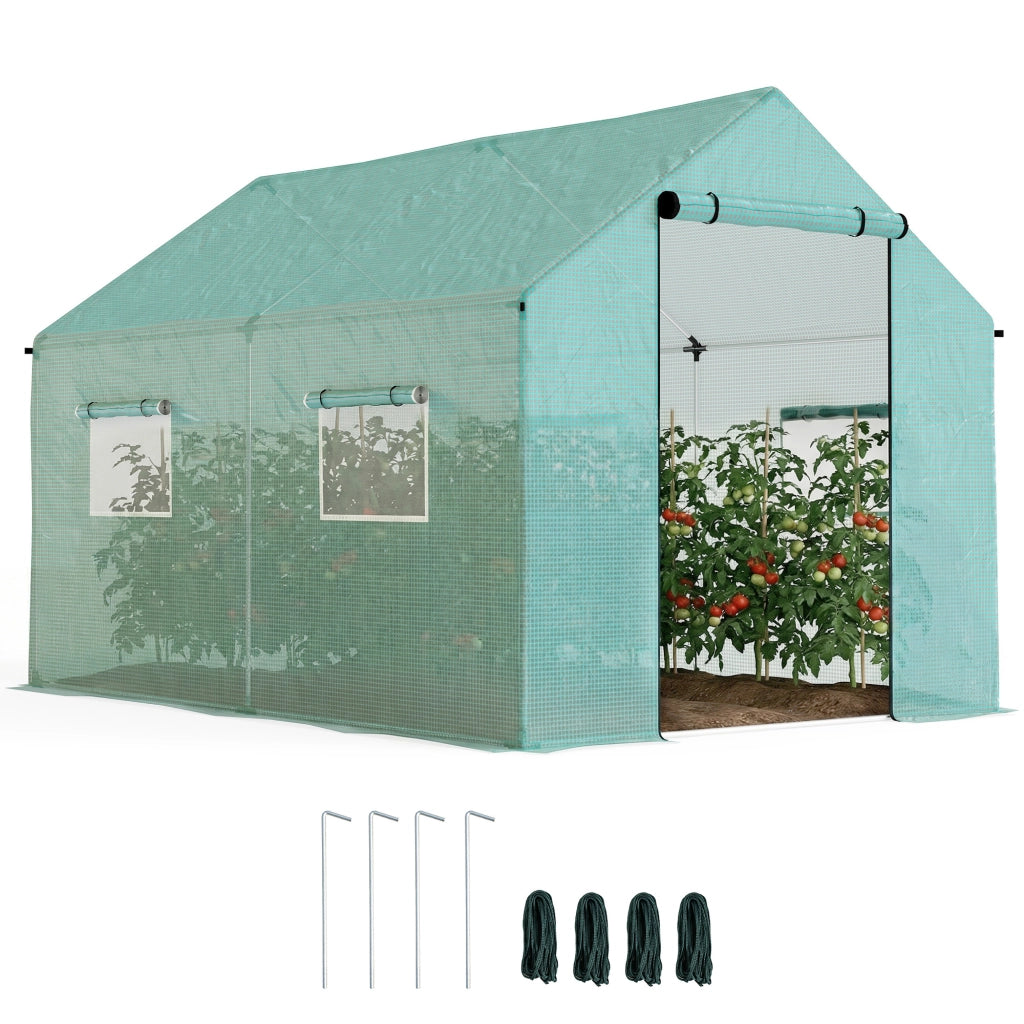 Serra Tunnel 2x3x2 m con 4 Finestre a Rete e Porta a Cerniera ¨C Zephmum ¨C Verde per Giardino