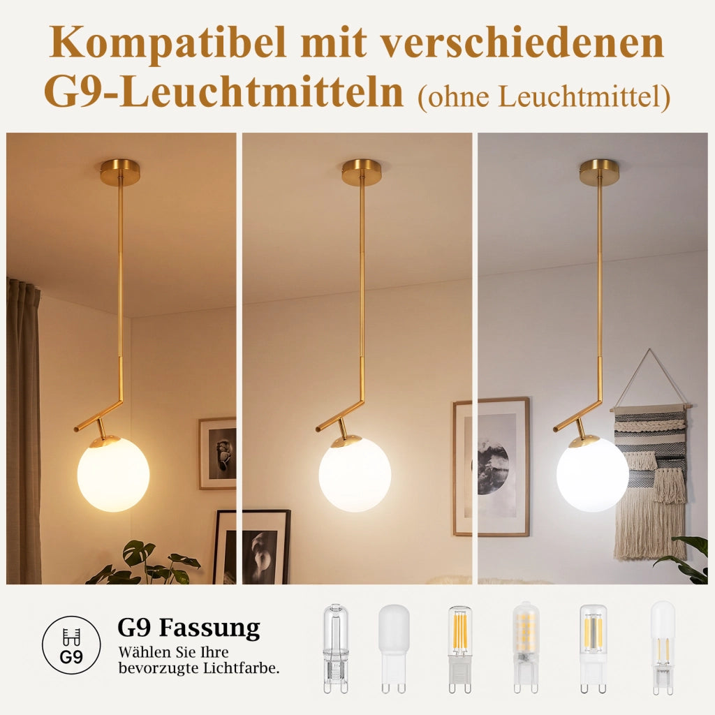 ZMH Lampada a Sospensione 1 Luce Vetro G9 Moderna per Camera Soggiorno senza lampadine