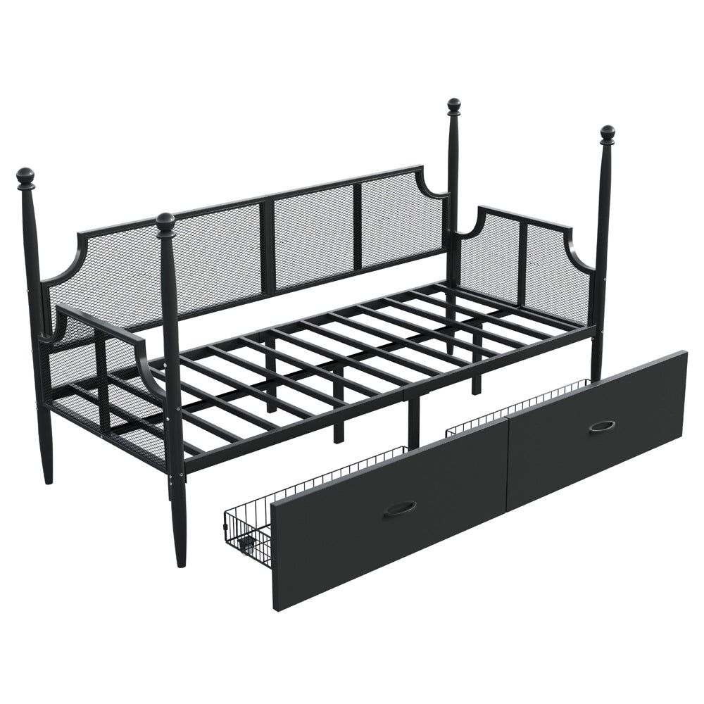 Divano letto - Xylo - 90x200 cm vintage nero