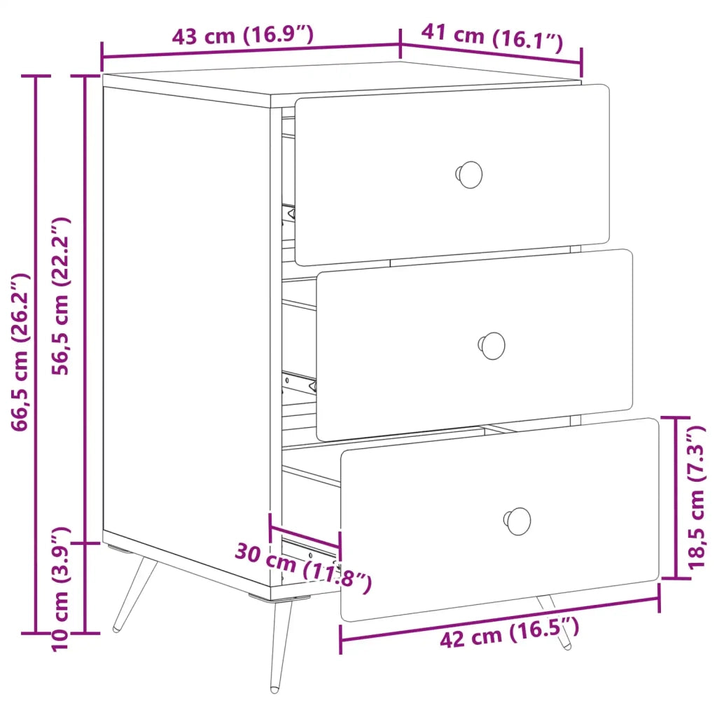 Armadio da Notte con cassetto Legno antico 43 x 41 x 66,5 cm 895483