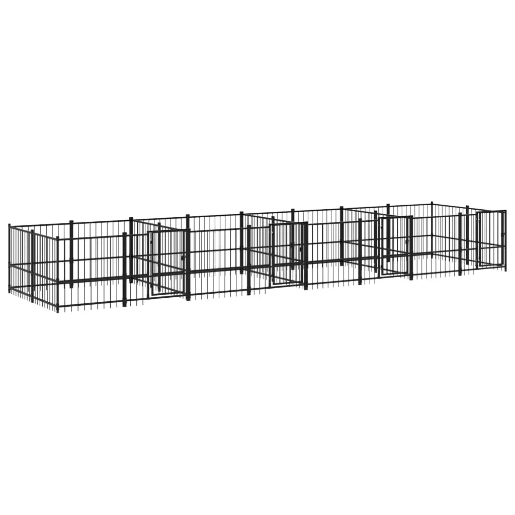 Gabbia per cuccia recinto per animali da esterno per cani in acciaio 15,02 m² nero 02_0041796