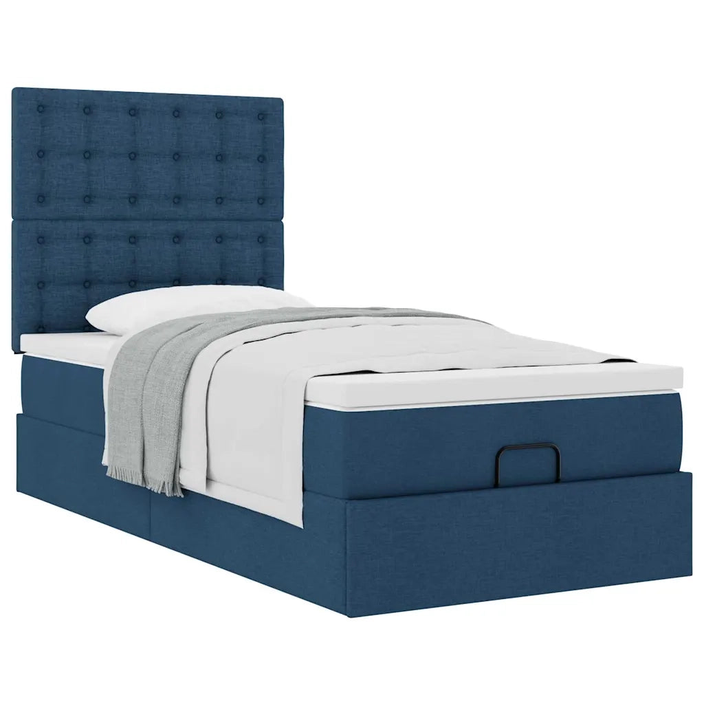Struttura Letto Pouf con Materasso Blu 80x200 cm in Tessuto 3313284