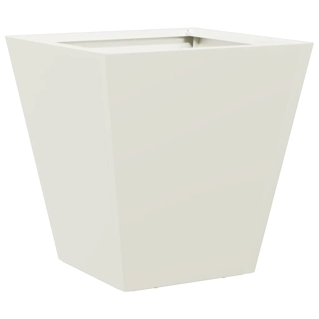 2 pz Fioriere | Cassetta per fiori | Vaso da Giardino Bianche 30x30x30 cm in Acciaio