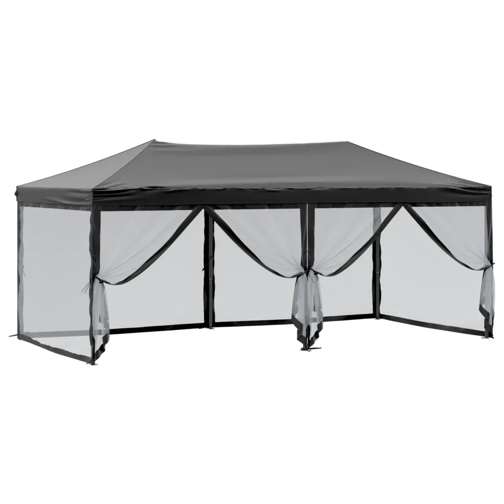 Tenda per Feste Pieghevole con Pareti Laterali-Tenda Gazebo Nero 3x6 m 254099