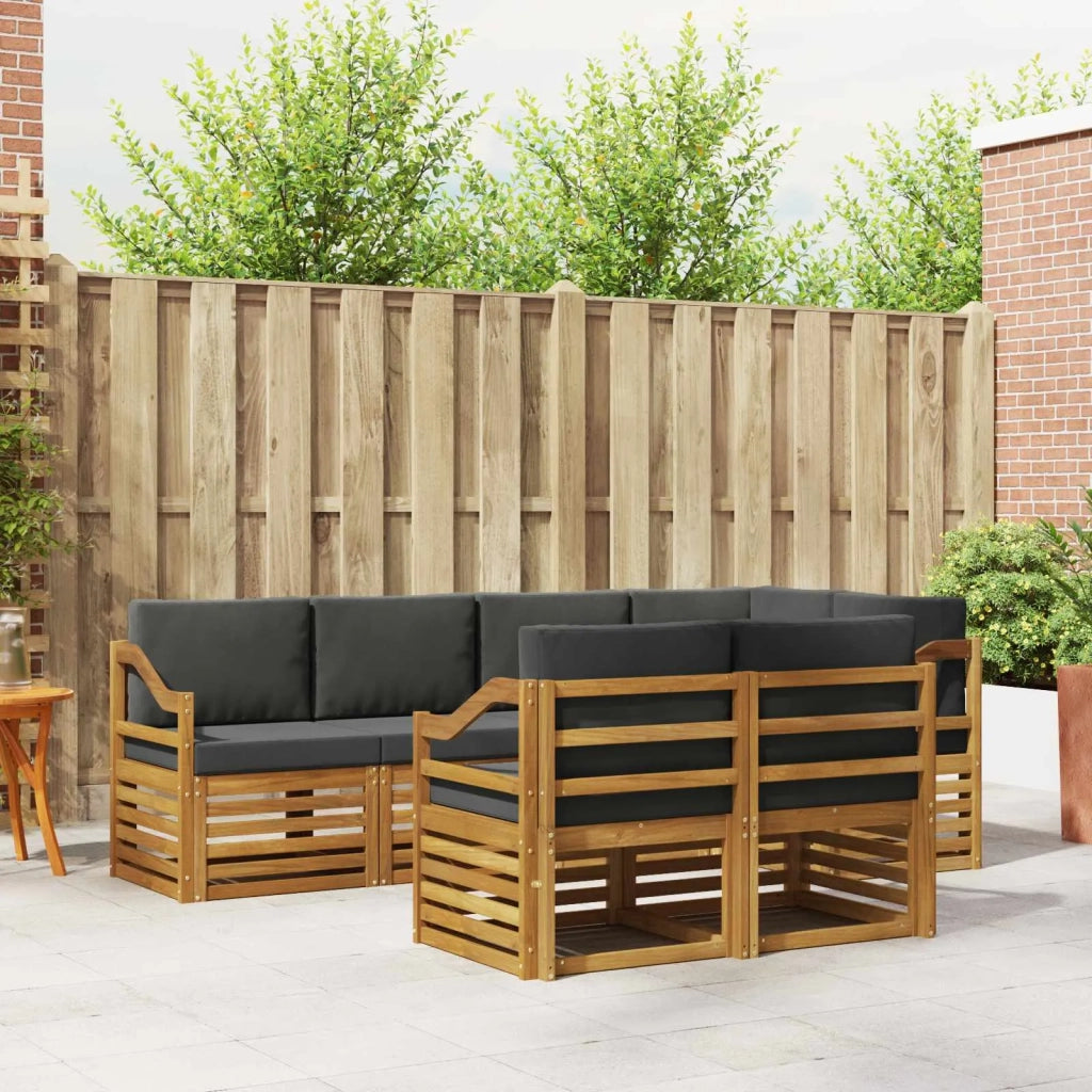 Set divano sezionale con cuscino 7 pcs Naturale e Antracite