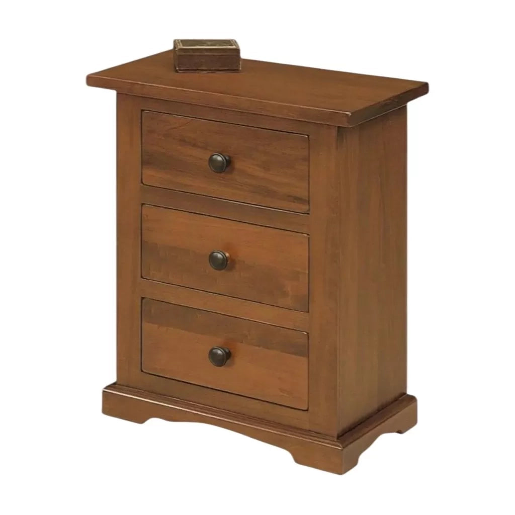 Comodino arte povera in legno 3 cassetti tinta noce 60x35x70 (176) - Mobili 2G