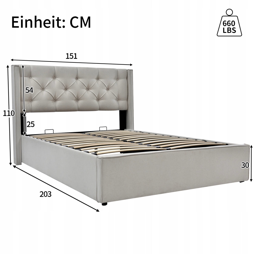 Letto singolo 140x200 - Xylo - Grigio con sistema idraulico