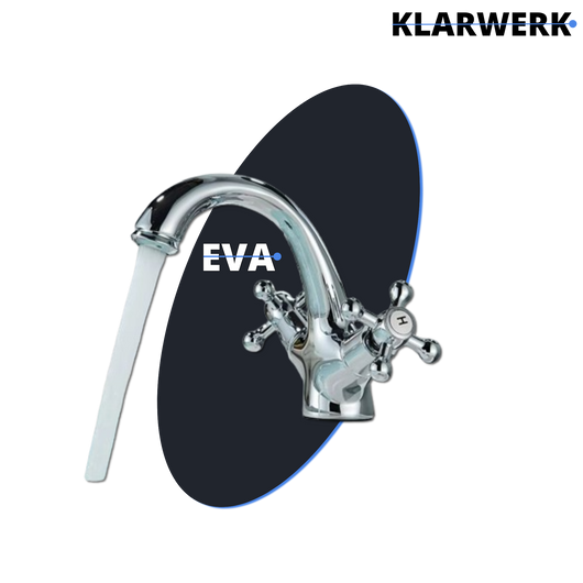 EVA | Rubinetto da bagno vintage Rubinetto da bagno cromato lucido |retrò in acciaio inossidabile premium | Miscelatore gastronomico 2 attacchi