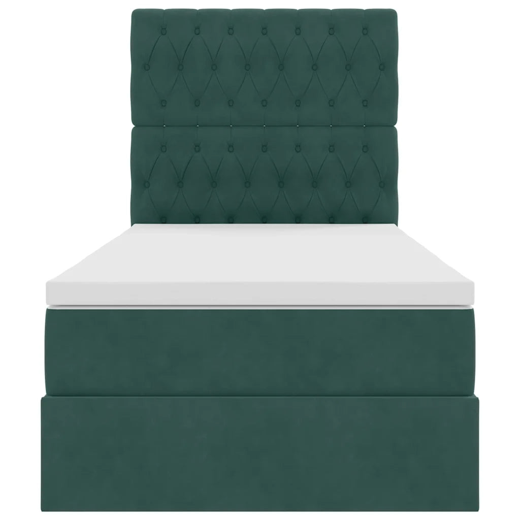 Letto con contenitore e materasso Verde Scuro 90 x 200 cm