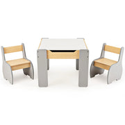 Set 3 in 1 con tavolo e 2 sedie per bambini 63,5 x 61,5 x 48 cm spazio di archiviazione sicuro design ergonomico in MDF grigio 20_0011997