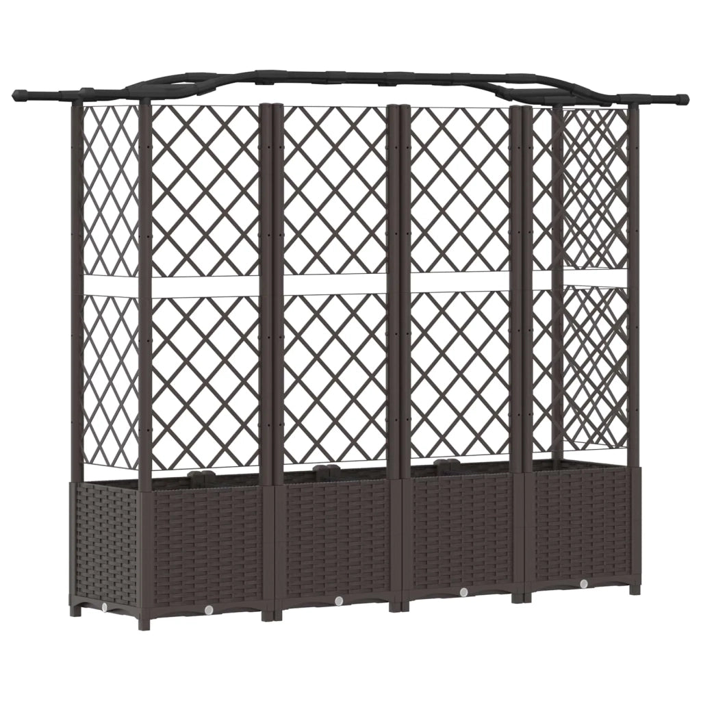 Letto Rialzato con Griglia e Tetto Marrone 204 x 40 x 141 cm PP