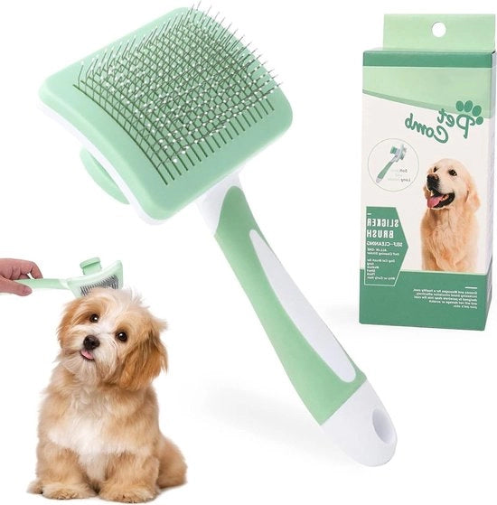 Borsetto per cani a pelo autoigienizzante - Spazzola per eliminare pelo - Adatto per pelo lungo e pelo corto - Verde