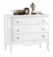 Comò classico provenzale in legno Shabby chic bianco conpomelli bronzo