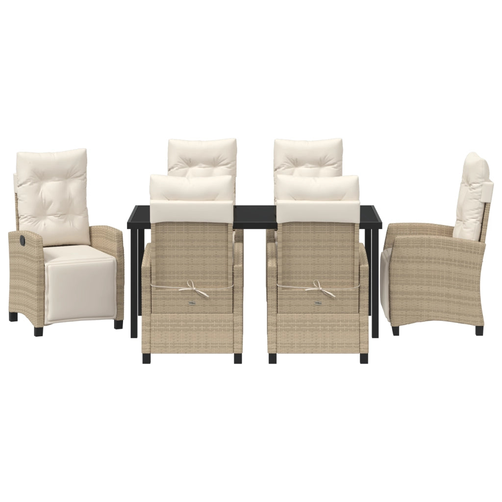 Set da pranzo da giardino 7 pezzi Beige Rattan Polimerico