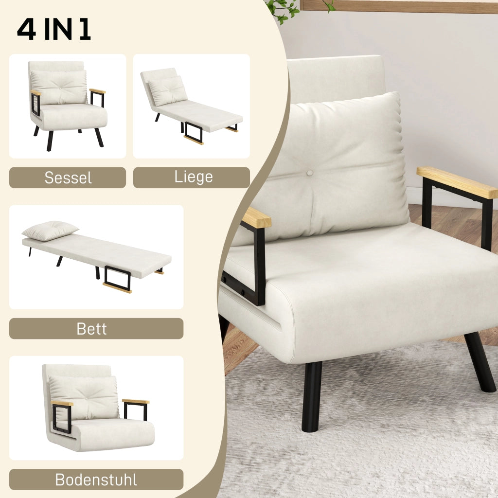 Poltrona relax stile scandinavo reclinabile con cuscino ¨C Xylo ¨C crema