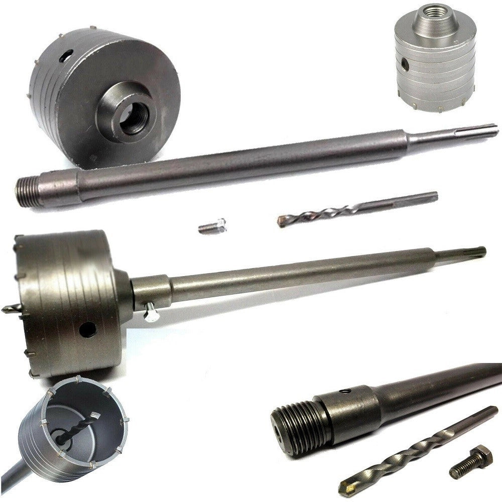 Trade Shop - Fresa Carotatrice A Tazza Per Muro Da 30mm A 130mm Con Asta Da 65 Cm Sds Max -       100 Mm
