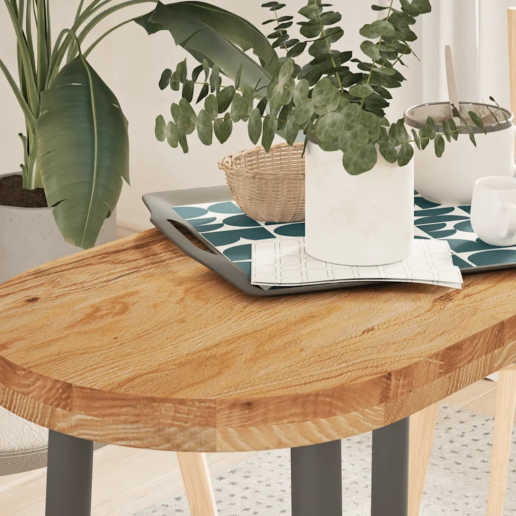 Piano Tavolo | Superficie Tavolo | Piano Scrivania Marrone Chiaro 80x40x4 cm in Rovere Massello Ovale