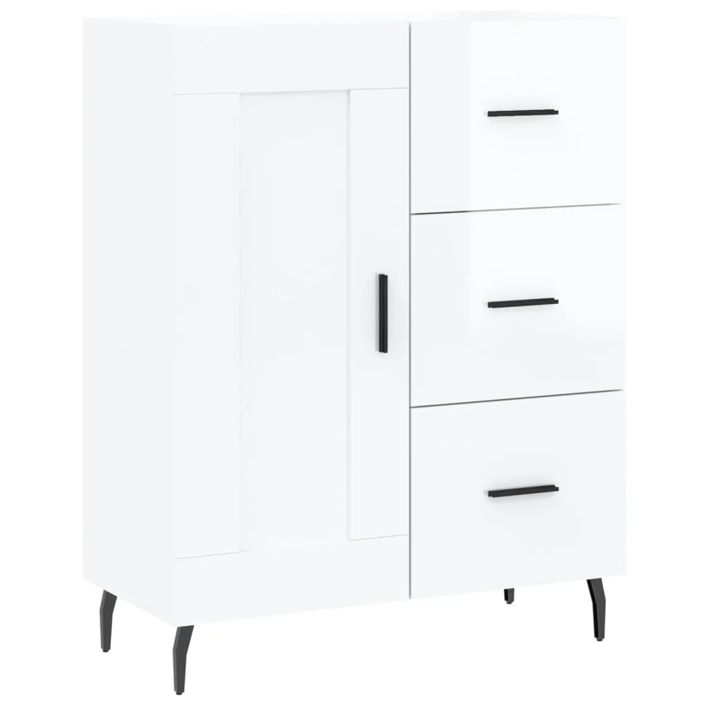 Buffet credenza cassettiera mobiletto mobile contenitore organizer per cucina soggiorno finitura lucida 69,5 x 34 x 90 cm legno ingegnerizzato bianco 02_0030724